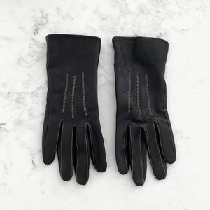 Black leather gloves